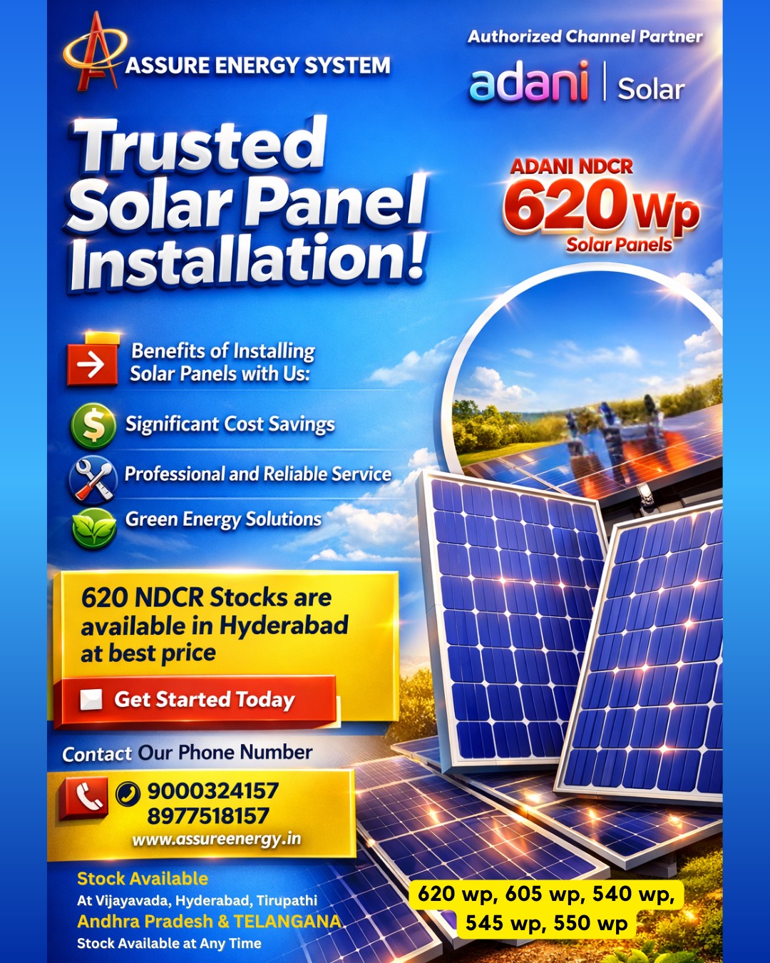 Adani Solar panels for homes in Telangana