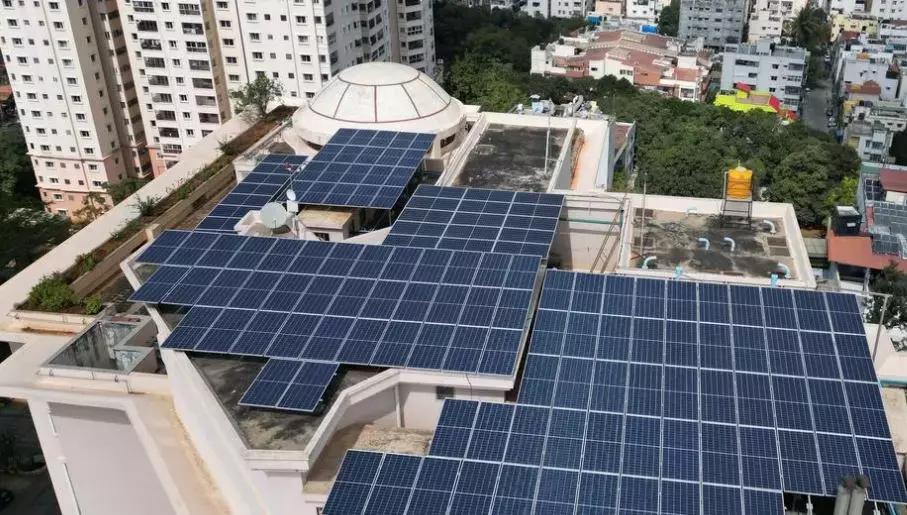 Rooftop solar system on a Hyderabad home
