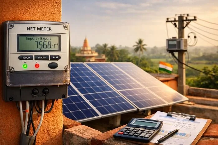 Bidirectional solar net meter on a grid-connected rooftop system